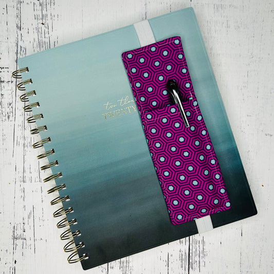 Purple Geometric Print Fabric Pen Pocket Bookmark