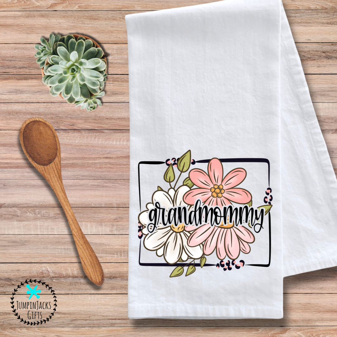 Grandmommy (Grandmother) Floral Tea Towel