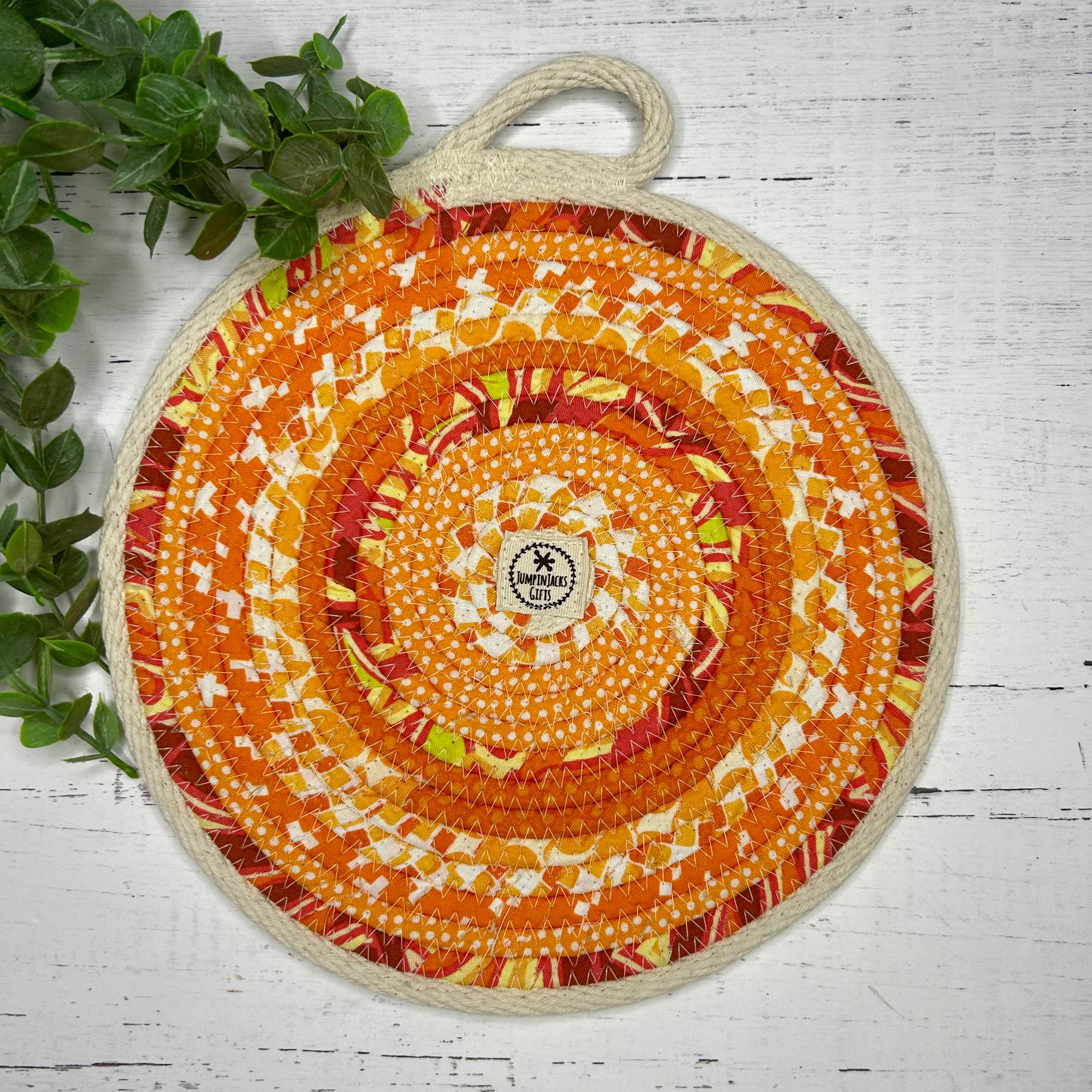 Orange Fabric-Wrapped Rope Trivet