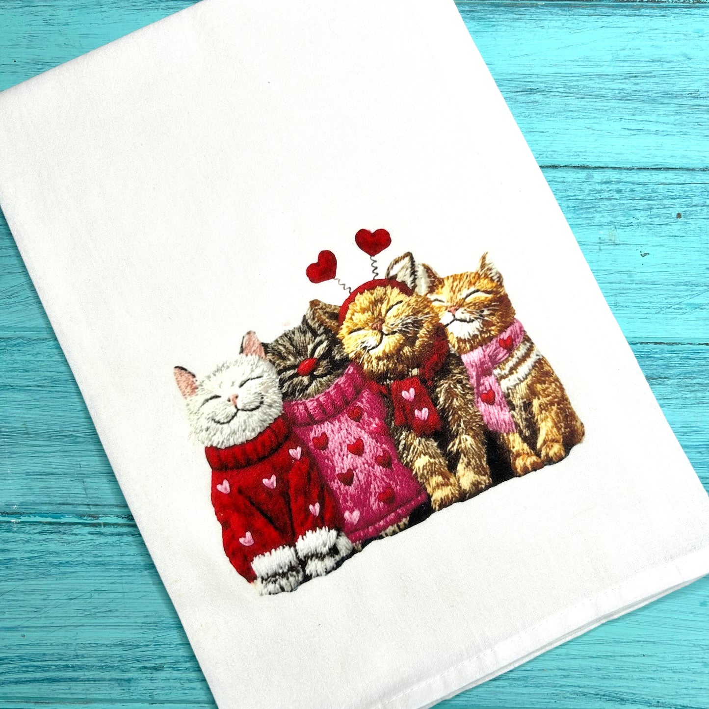 Fuzzy Kittens Valentine’s Day Tea Towel