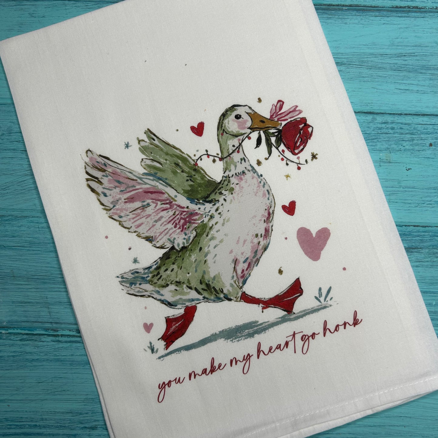 You Make my Heart go Honk Valentine’s Day Tea Towel