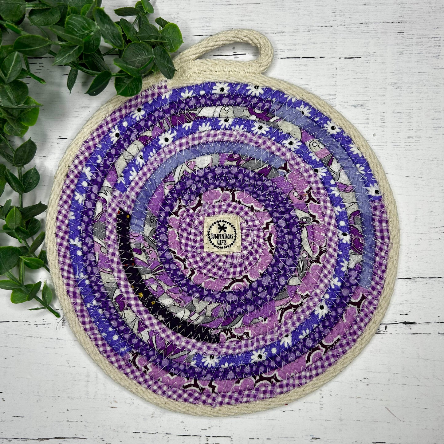 Purple Fabric-Wrapped Rope Trivet