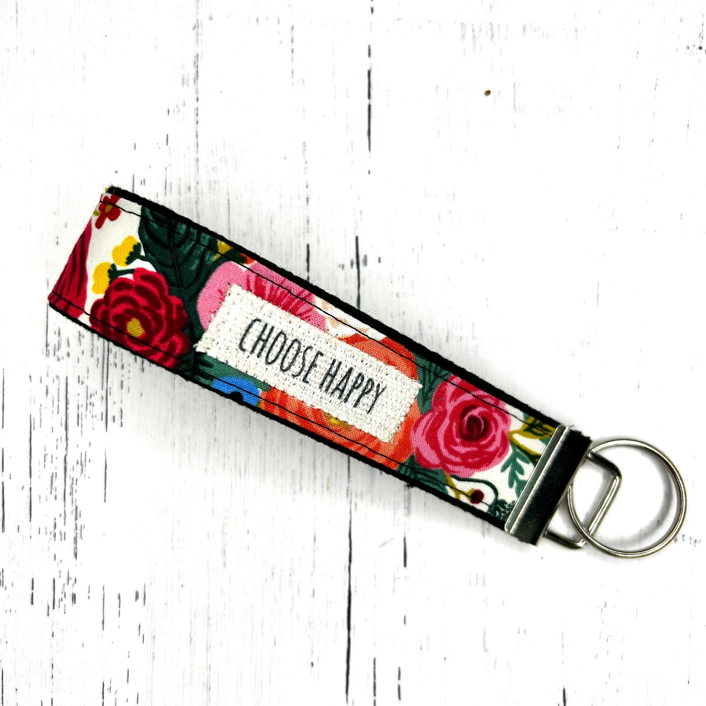 Choose Happy_Wristlet Key Fob