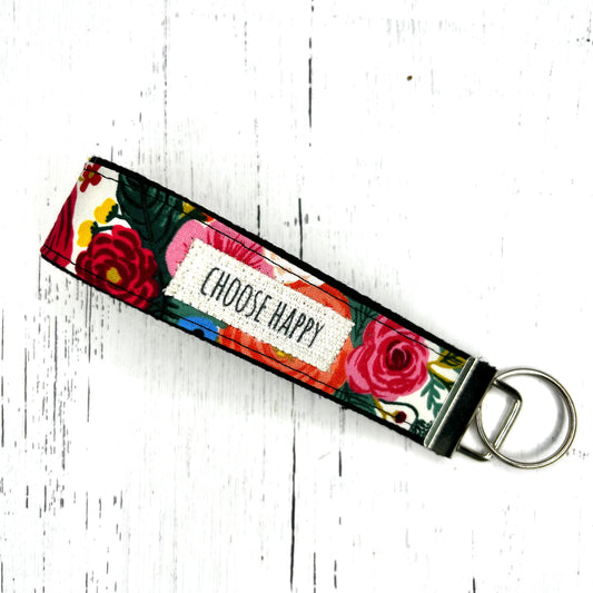 Choose Happy_Wristlet Key Fob