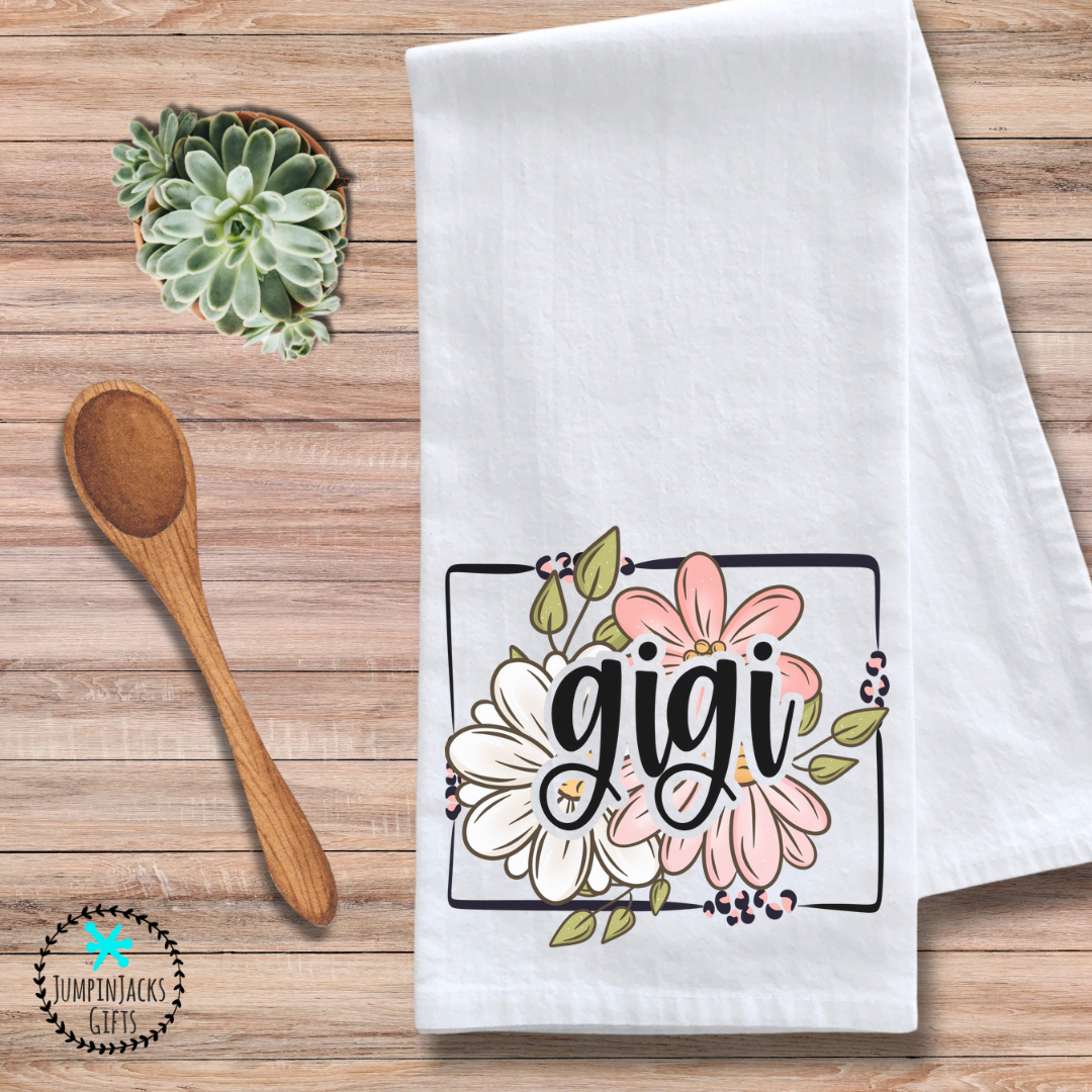 GiGi (Grandmother) Floral Tea Towel