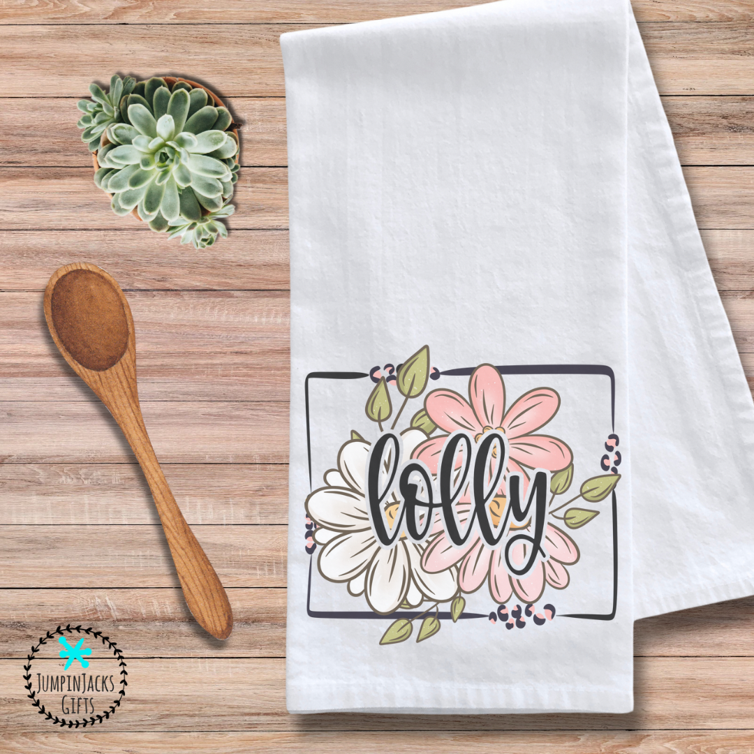 Lolly (Grandmother) Floral Tea Towel