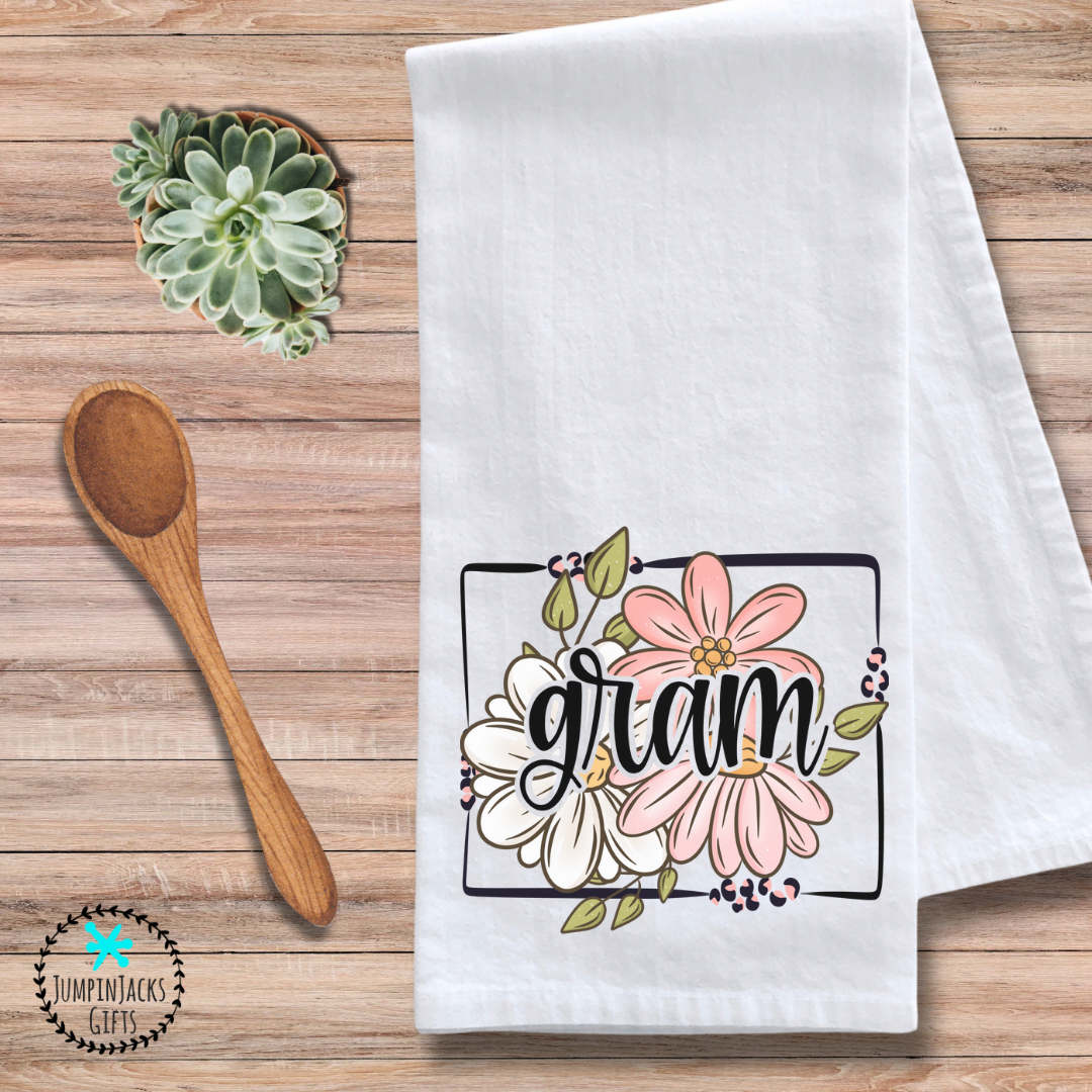 Gram (Grandmother) Floral Tea Towel