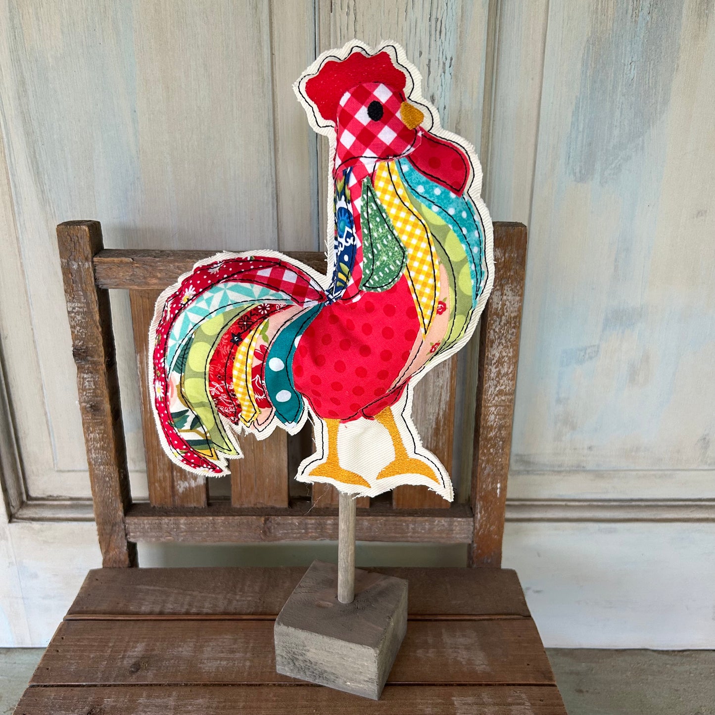 Patchwork Fabric Standing Chicken