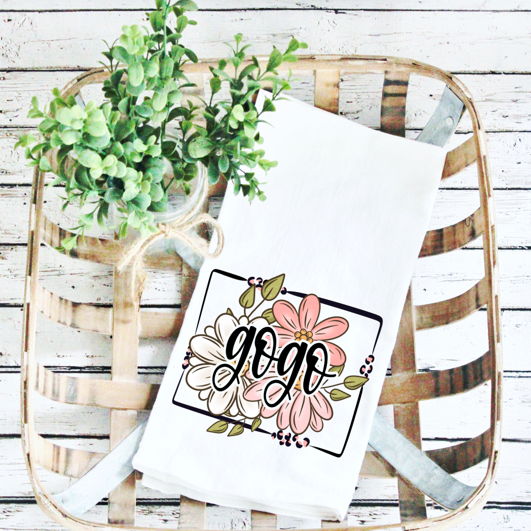 GoGo (Grandmother) Floral Tea Towel