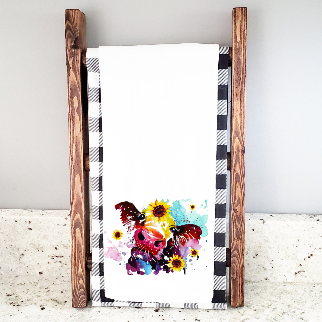 Floral Cow Tea Towel