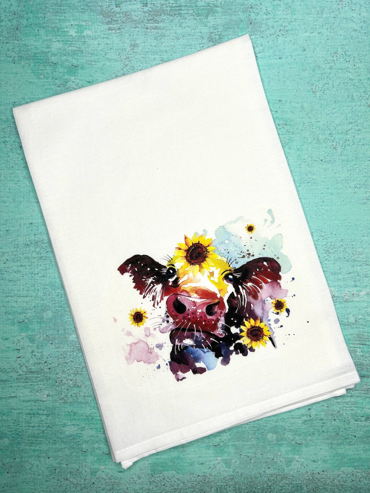 Floral Cow Tea Towel