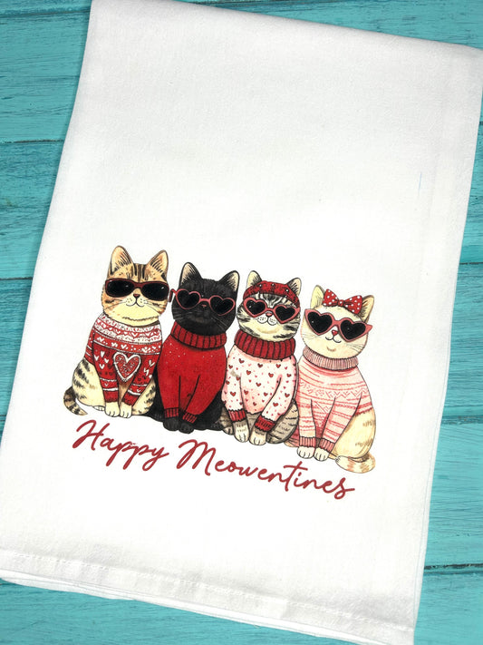 Happy Meowentine’s Valentine’s Day Tea Towel