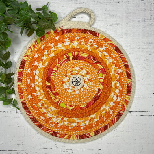 Orange Fabric-Wrapped Rope Trivet