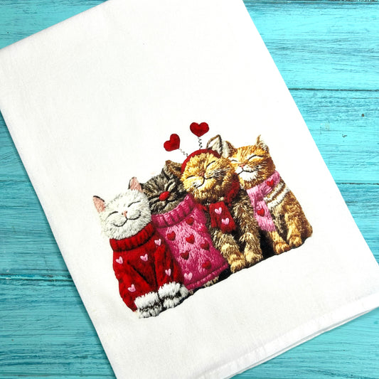 Fuzzy Kittens Valentine’s Day Tea Towel