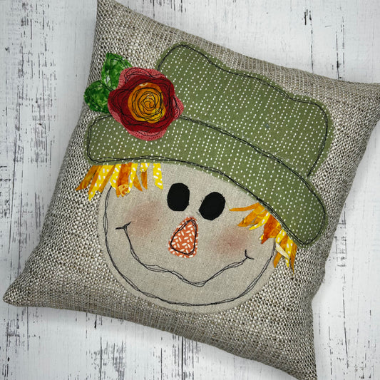 Appliquéd Scarecrow Pillow