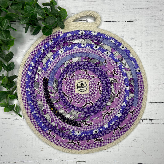 Purple Fabric-Wrapped Rope Trivet