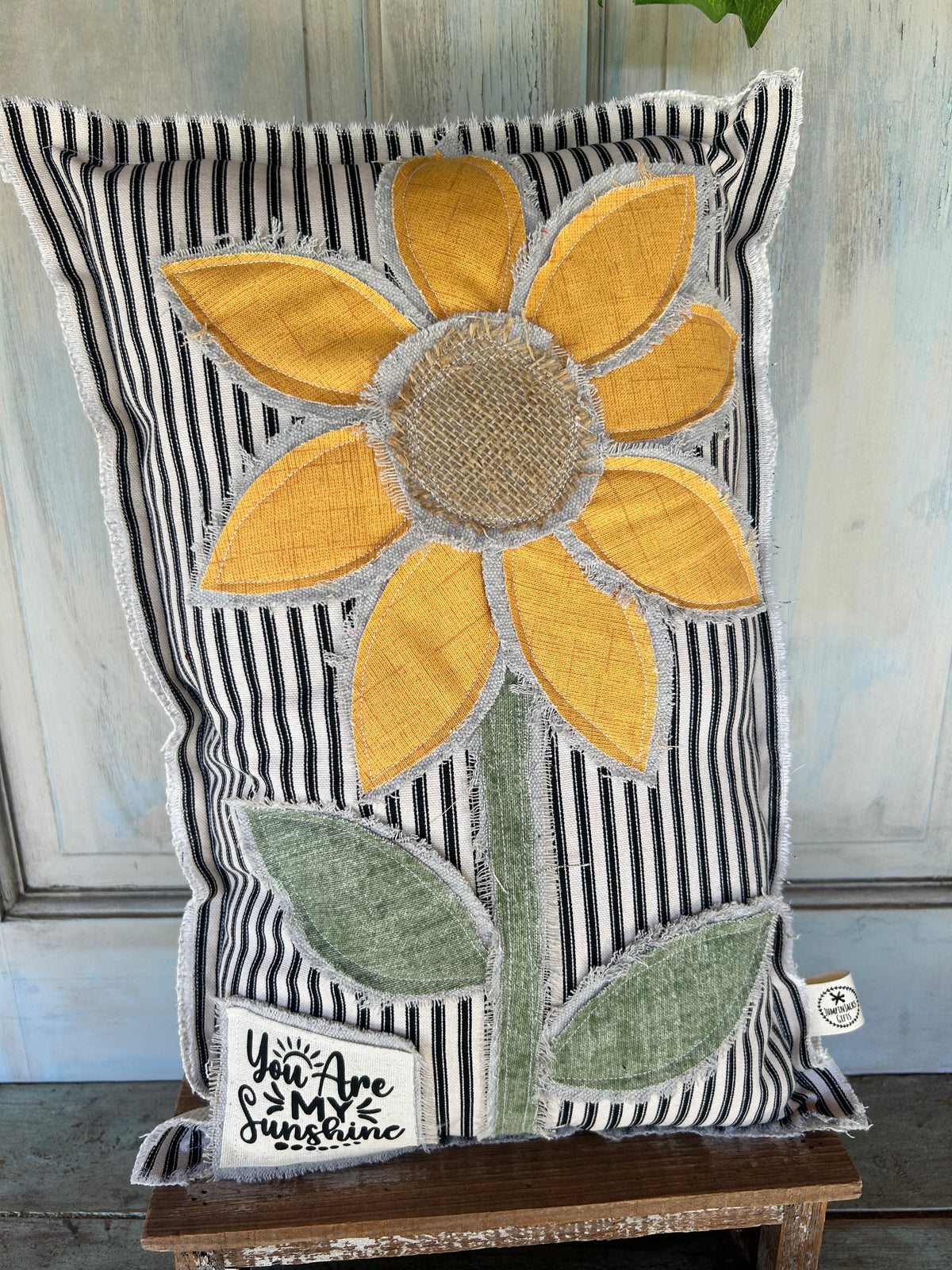 Appliquéd Sunflower Pillow "You Are My Sunshine"