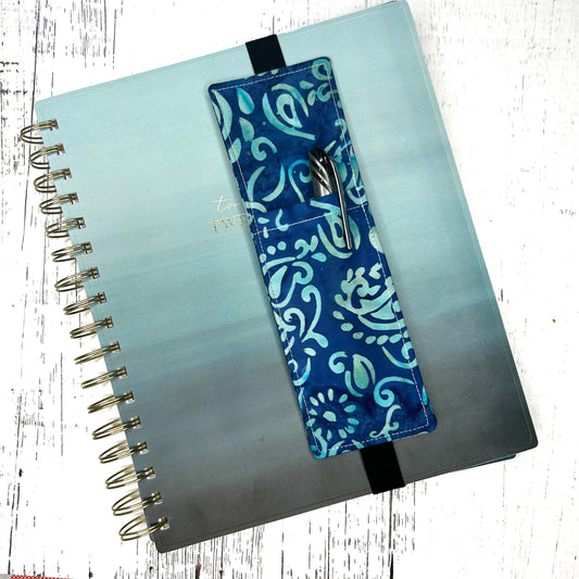 Teal Batik Pen Pocket Bookmark