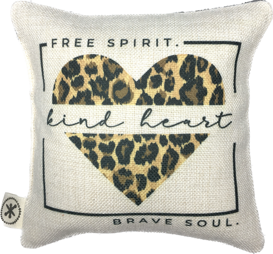 Free Spirit, Kind Heart, Brave Soul Leopard Message Pillow